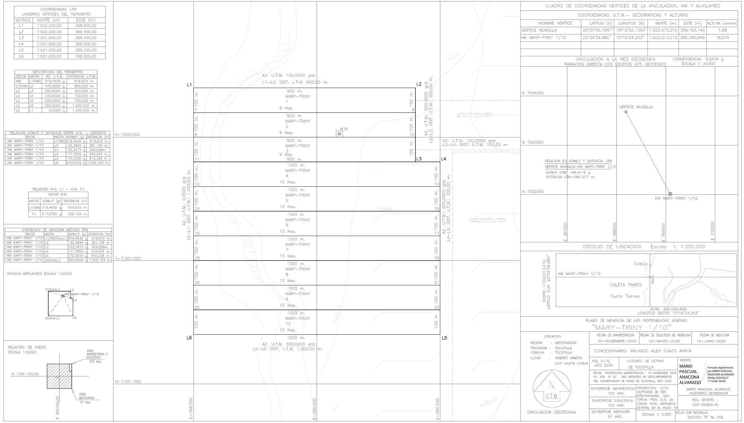 Plano de mensura de Mary-Triny 1/10